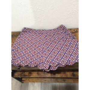 June & Hudson printed short shorts scalloped hem Medium M floral high rise